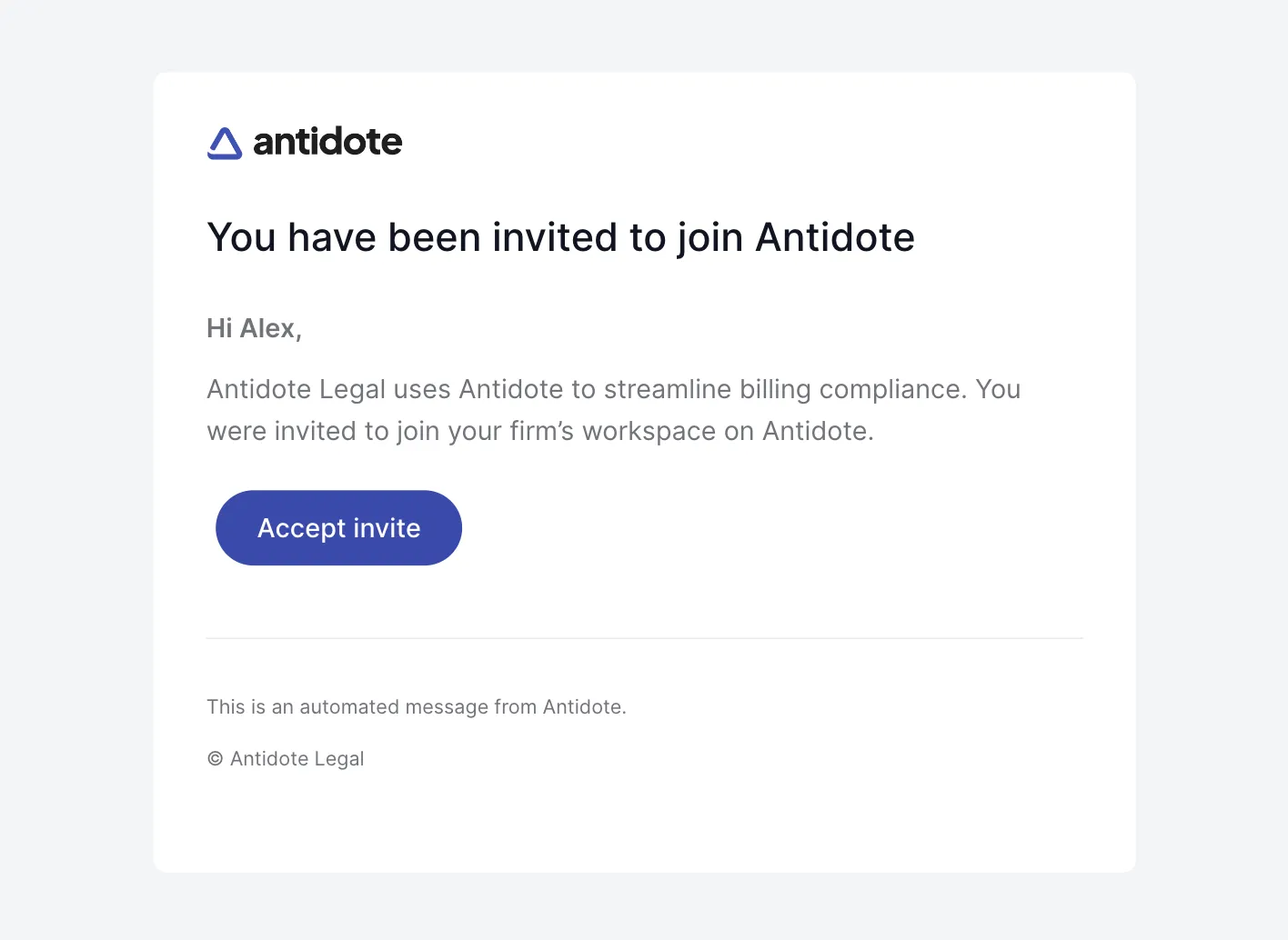 Antidote invite email