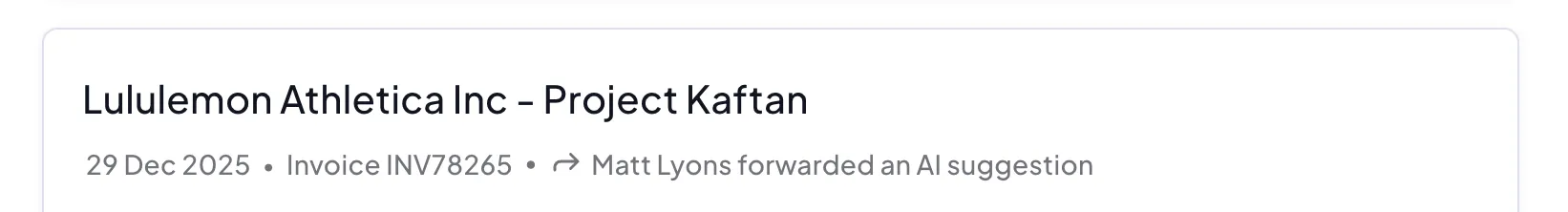 User forwarded an AI suggestion