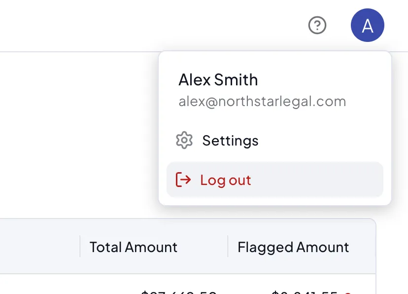 Log out from profile menu