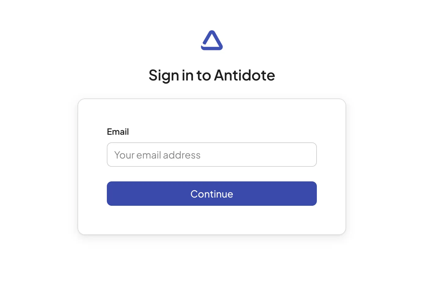 Antidote login screen