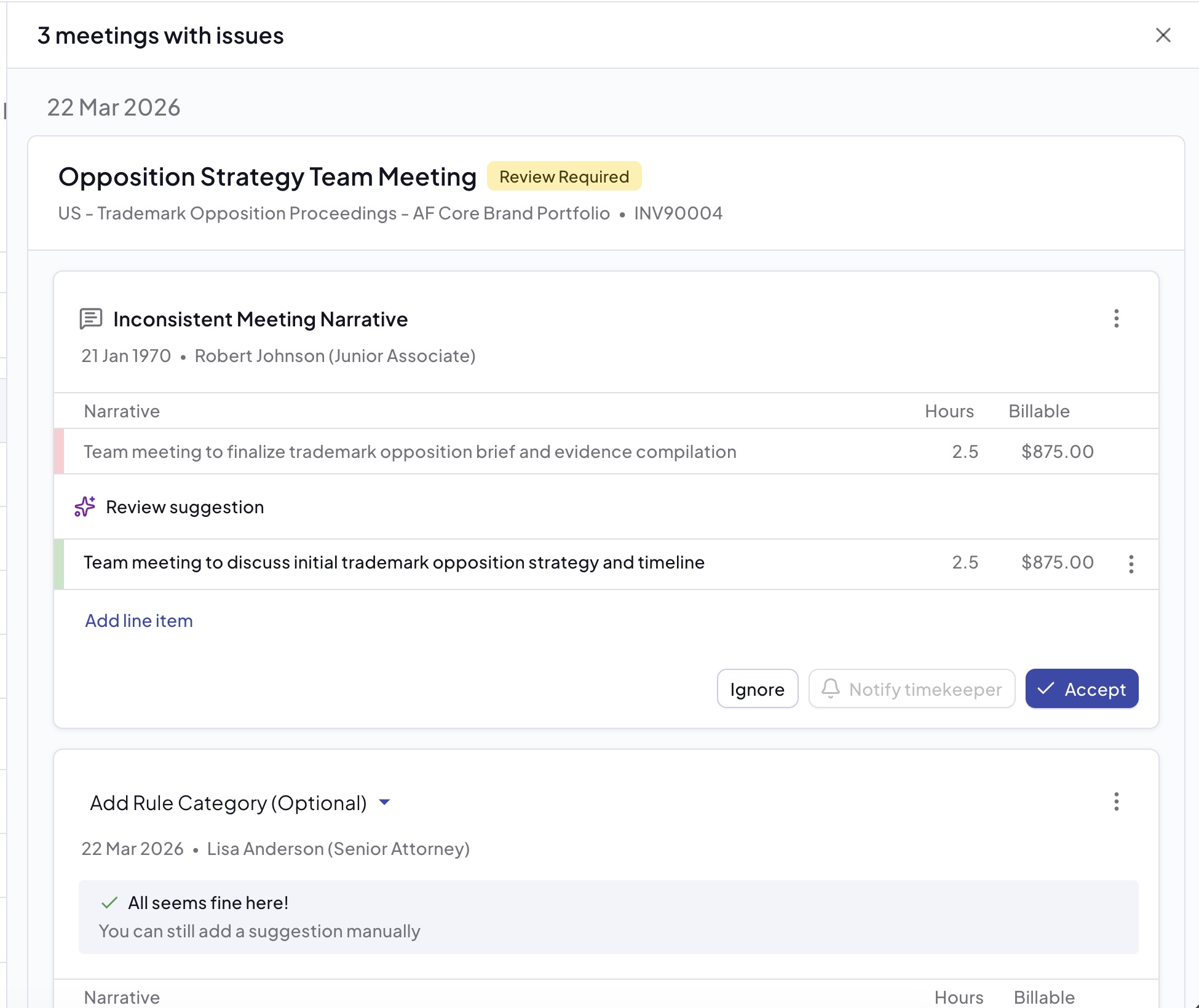 Meeting detail sidebar