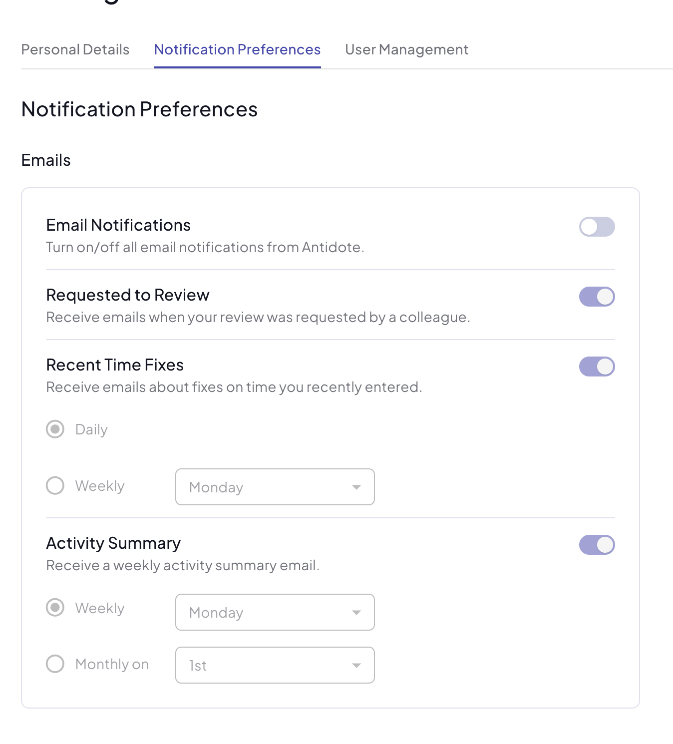 Notification Preferences