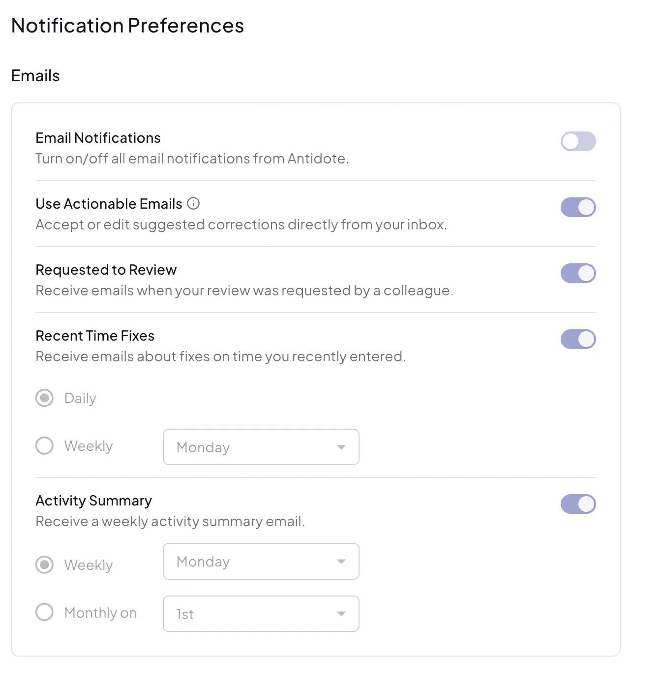 Notification Preferences