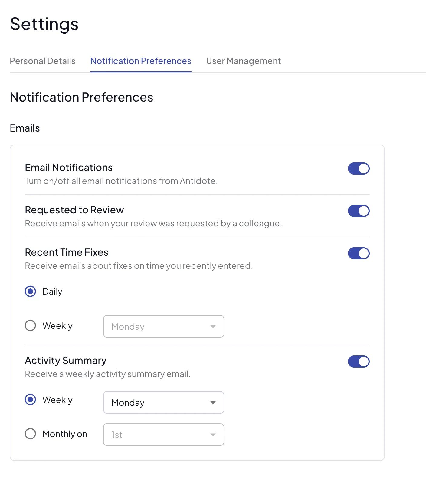 Notification Preferences