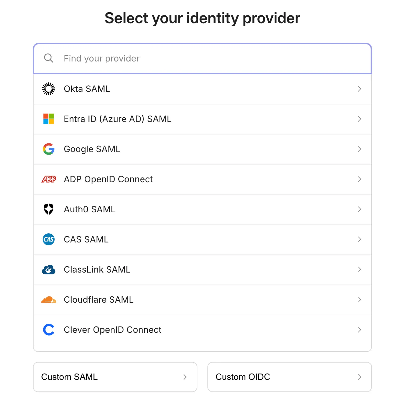 Select Identity Provider