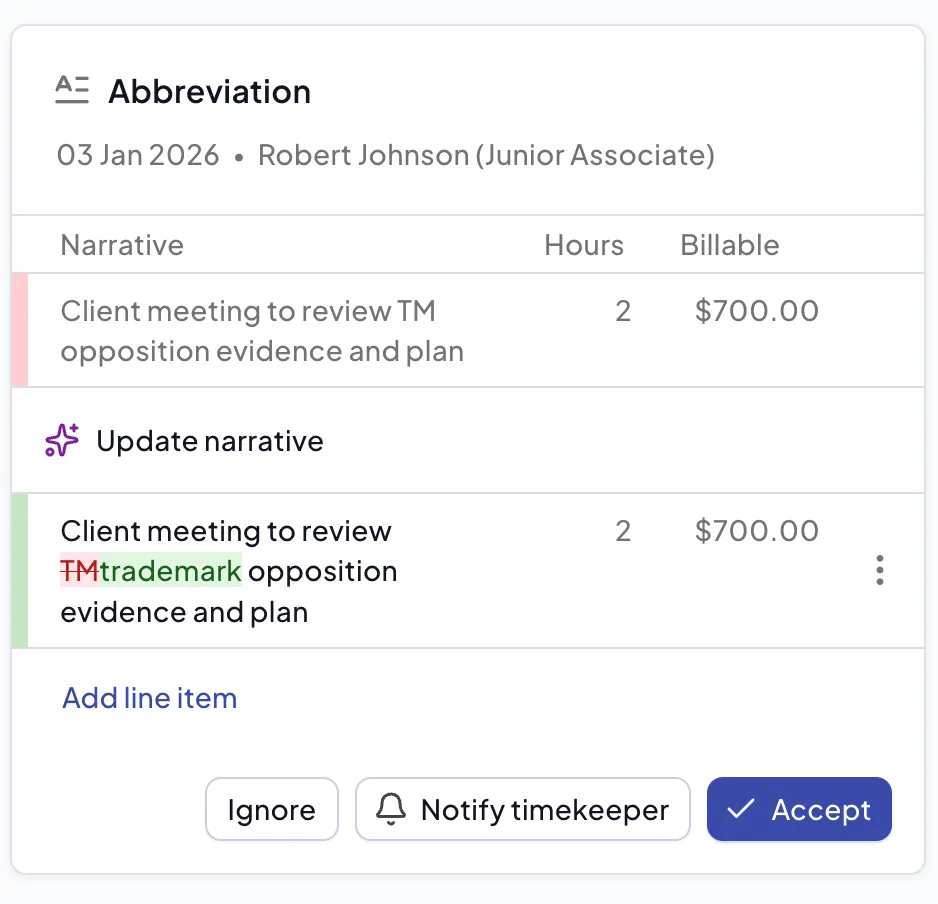 Update narrative suggestion